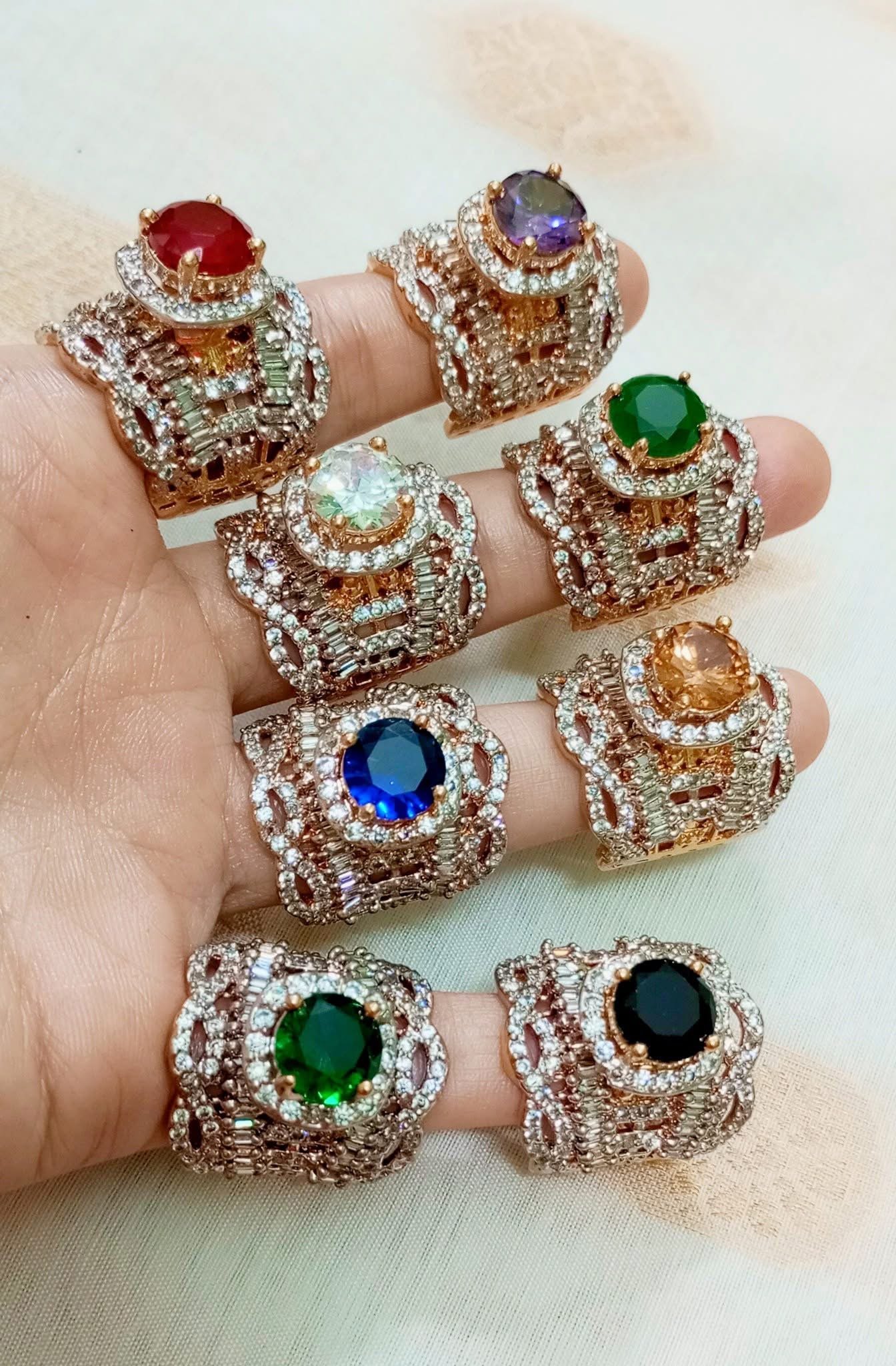 IMG_6398 Diamond cut rings goldplated - Image 1